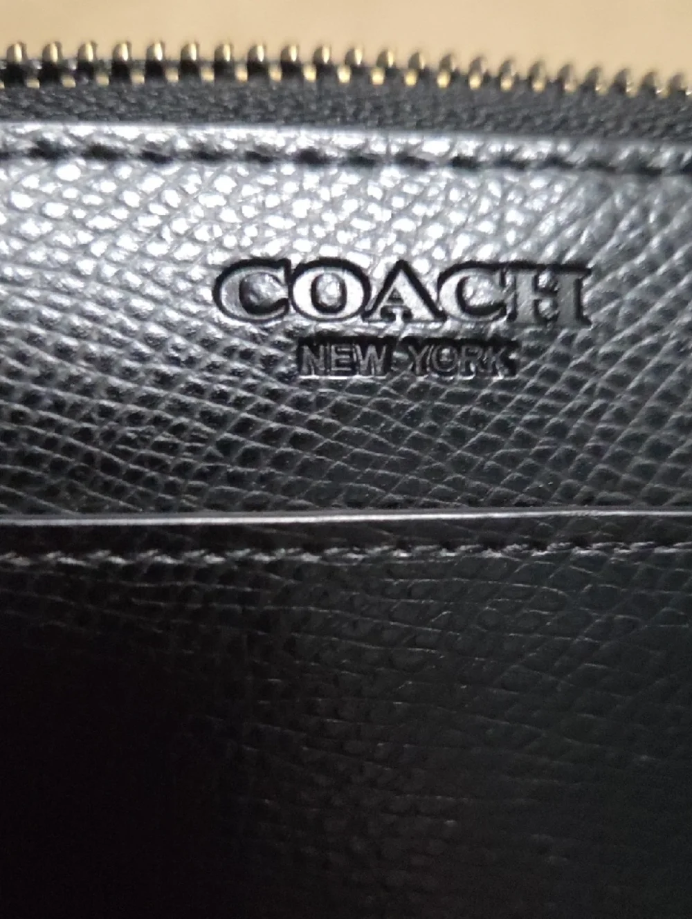 Coach Black Pebbled Leather Zip Wallet - Picture 3 of 13